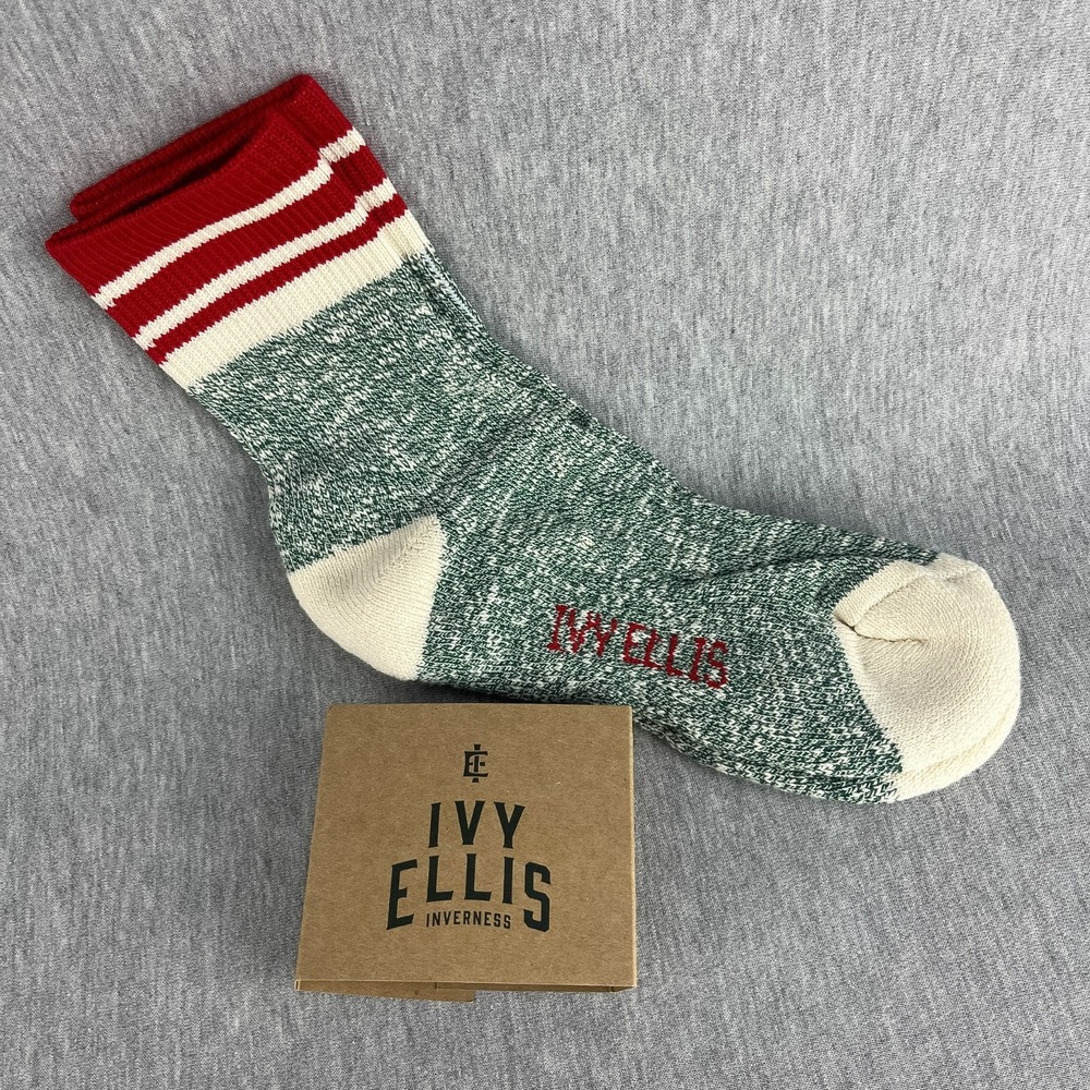 Ivy Ellis Inverness Quarter Socks Women Size UK 4-7 Melvich Green Red Stripe NEW